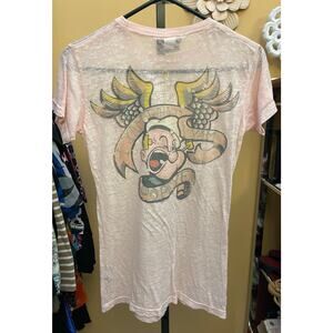 Popeye vintage Y2K Junk Food large cotton t-shirt peach junior tattoo graphic